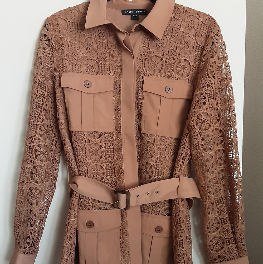 Boston Proper Belted Lace Jacket